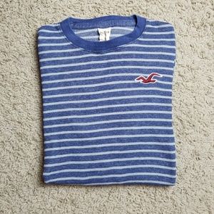 Hollister blue grey striped long sleeve thermal
